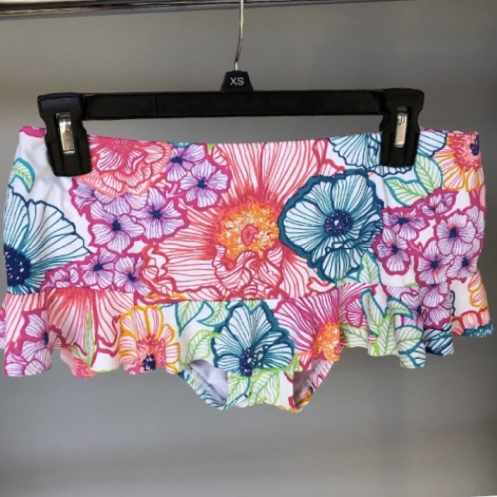 NEW 2PC BLUE ROD BEATTIE PRINT RUFFLE TOP & SKIRTED HIPSTER BIKINI SWIMSUIT 8 - Picture 5 of 9